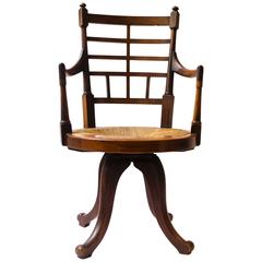 E W Godwin A Rare Anglo-Japanese Jacobean or Old English Desk Swivel Armchair