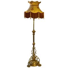 Antique Victorian Brass Extendable Standard Oil Lamp