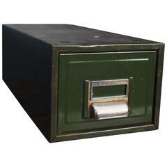 Single Vintage Steel Index Card Cabinet