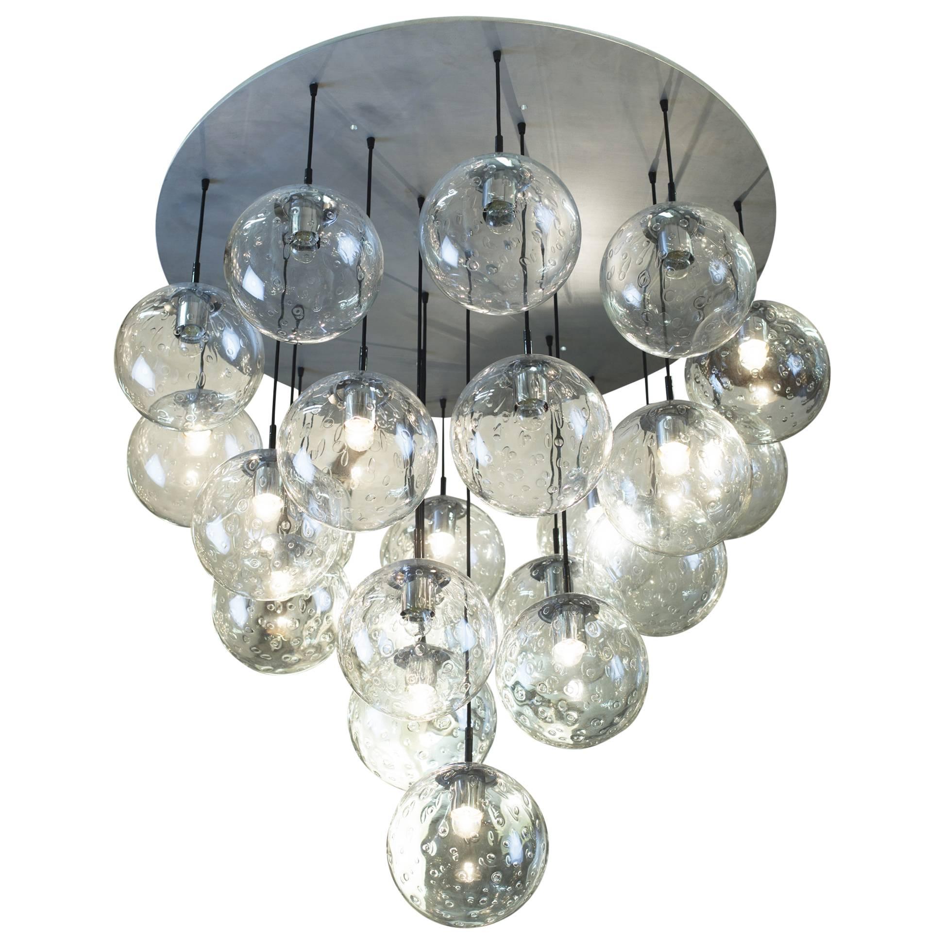 1970s Huge Glass Balls Chandelier by RAAK Amsterdam For Sale