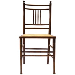 Anglo-Japanese Walnut and Caned Seat Side Chair, Attributed to E W Godwin