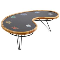 Bamboo Mid-Century Hairpin Coffee Table, 1950s