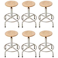 Retro Set of Six Friso Kramer Adjustable Height Industrial Stools