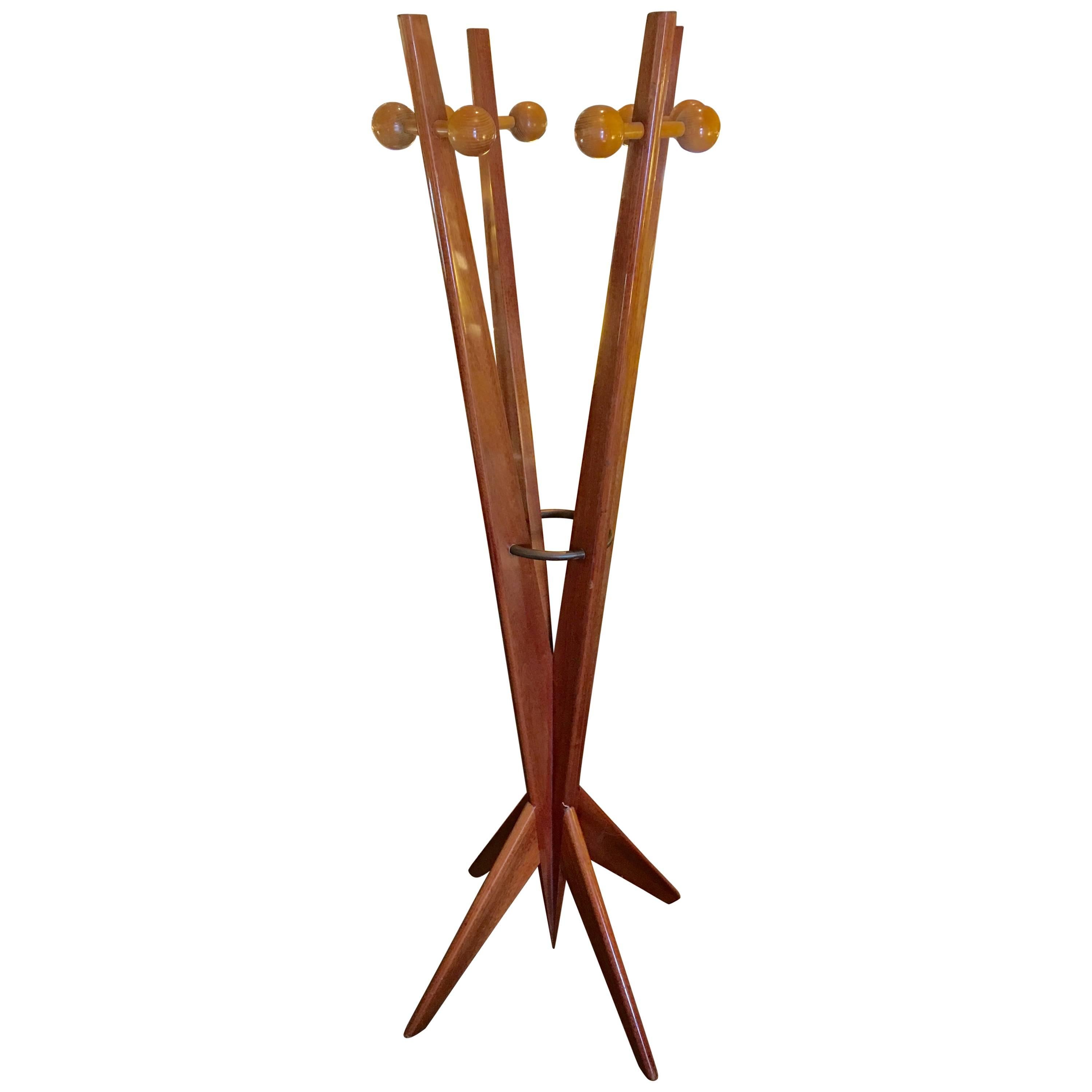 Mid-Century Modern Wood Coat Stand For Sale