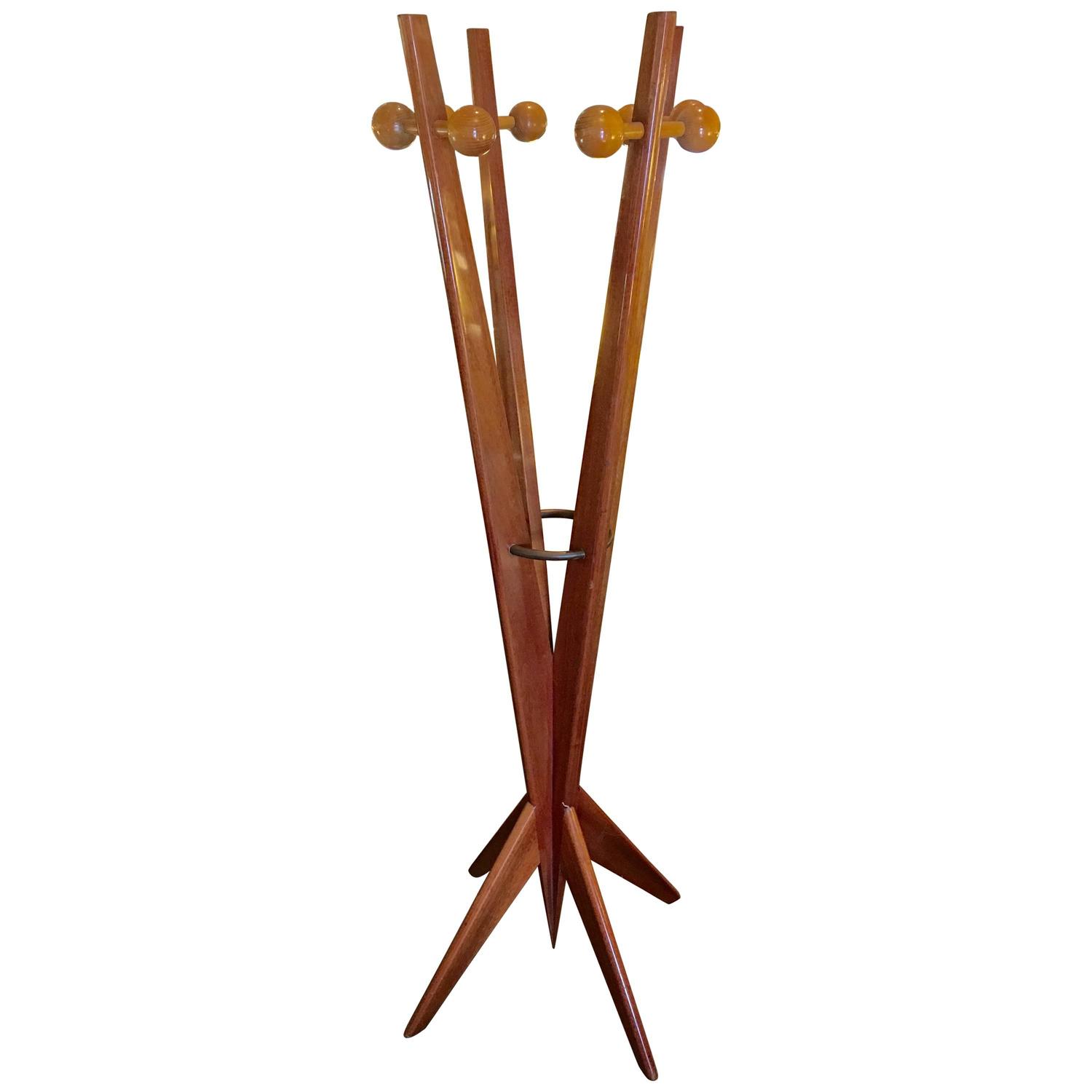 Mid-Century Modern Wood Coat Stand For Sale at 1stdibs