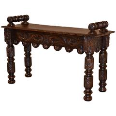 19th Century English Carved Small Window Seat