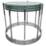 Milo Baughman Style Chrome Glass Stacking/Nesting Side Tables