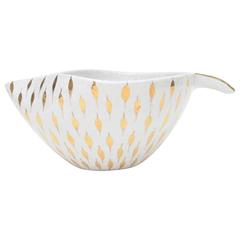 Italian Sculptural Gold Painted White Ceramic Vintage Bowl or Vessel / SALE 4