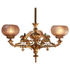 French 19th Century Bronze Electrified Gas Chandelier