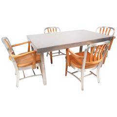 Vintage Industrial Metal Dining Set by Shaw Walker 1