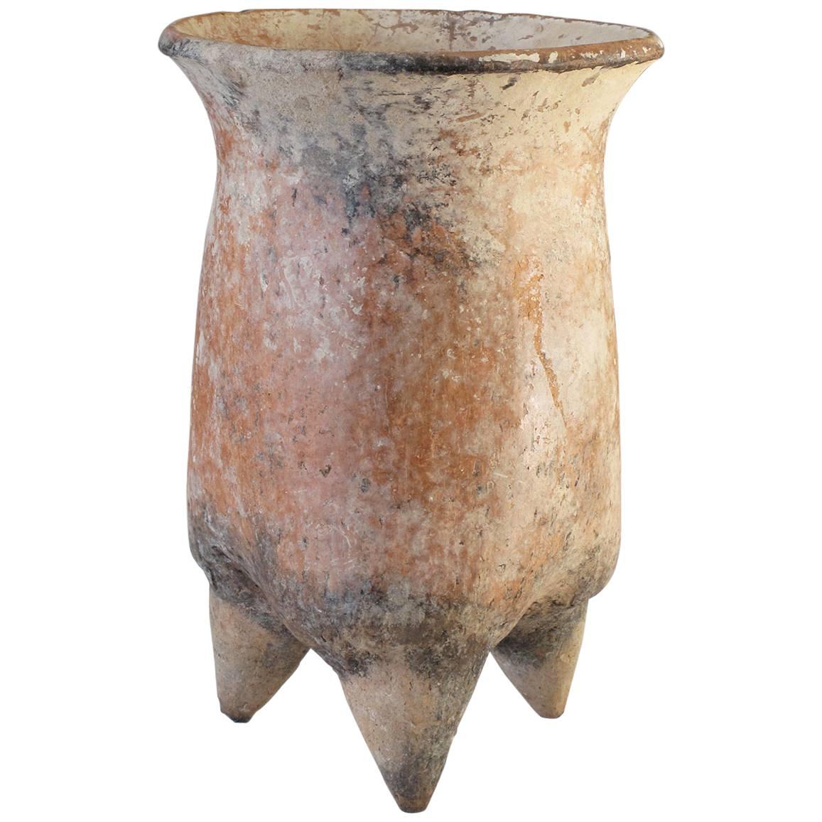 Ancient Chinese Neolithic Ceramic Tripod Vessel by the Xiajiadian Culture For Sale