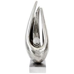 French Nickel Chrome Bronze Table Lamp by Michel Dumas for Maison Charles 2