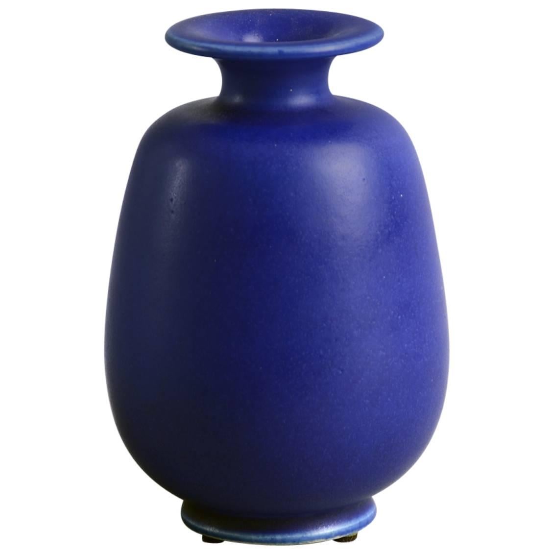 Vase with Deep Blue Glaze by Erich 
Ingrid Triller, Tobo, circa 1930s-1960s For Sale