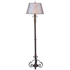 1920s Tall Floor Lamp with Mica Shade