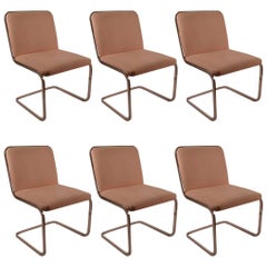 Ensemble de six chaises à manger chromées en porte-à-faux de Brueton