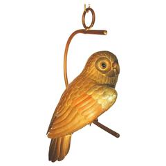 Sergio Bustamante Tri Metal Hanging Owl Sculpture