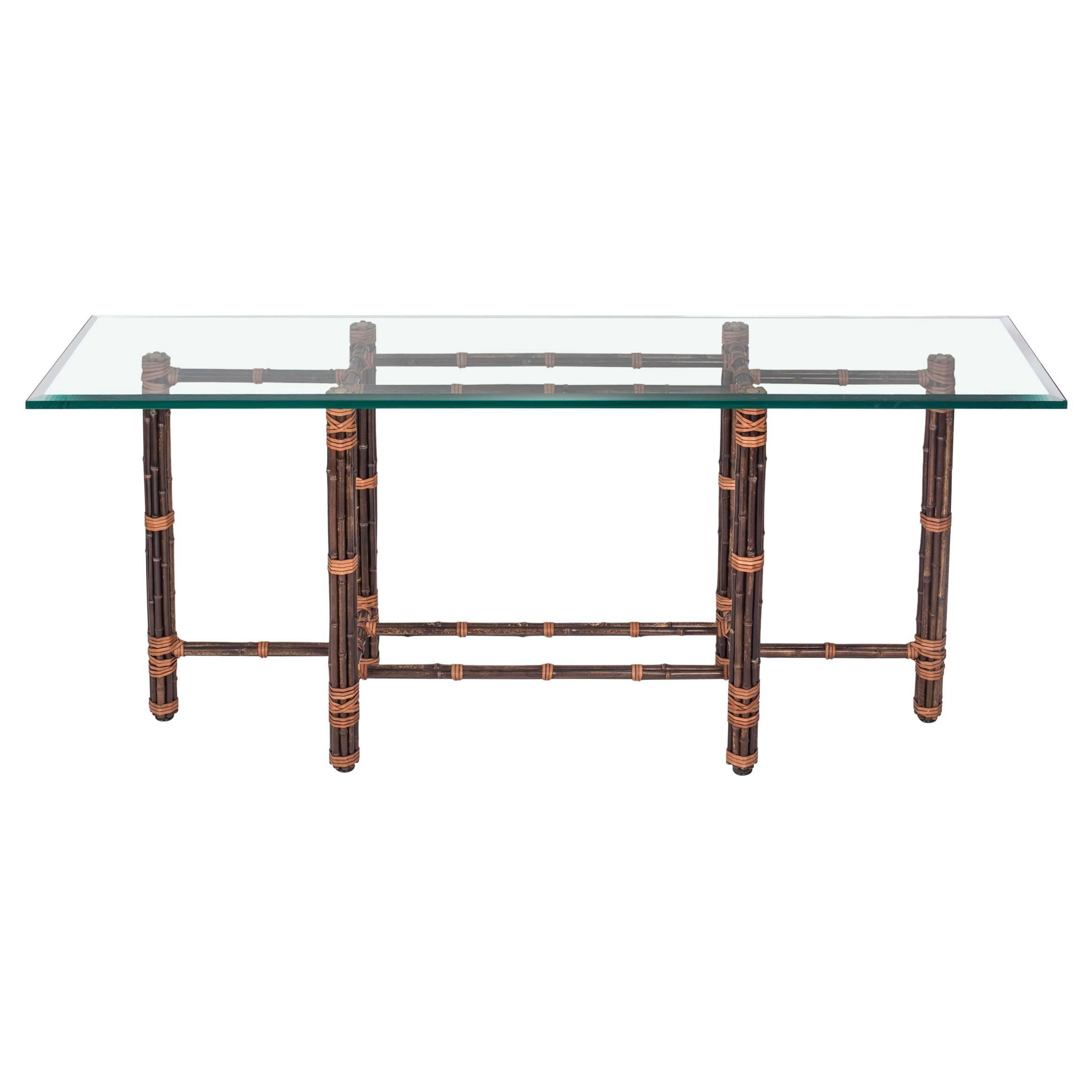 Bamboo Glass Top Sofa Table by McGuire
