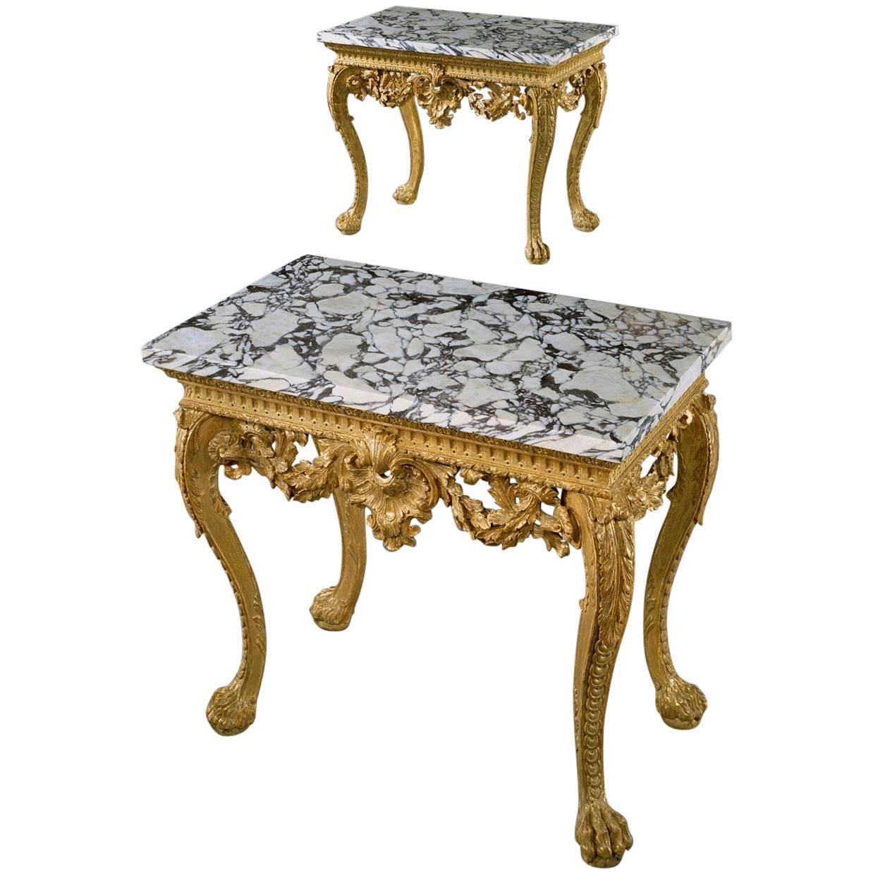 Pair of George II Carved Giltwood Side Tables For Sale