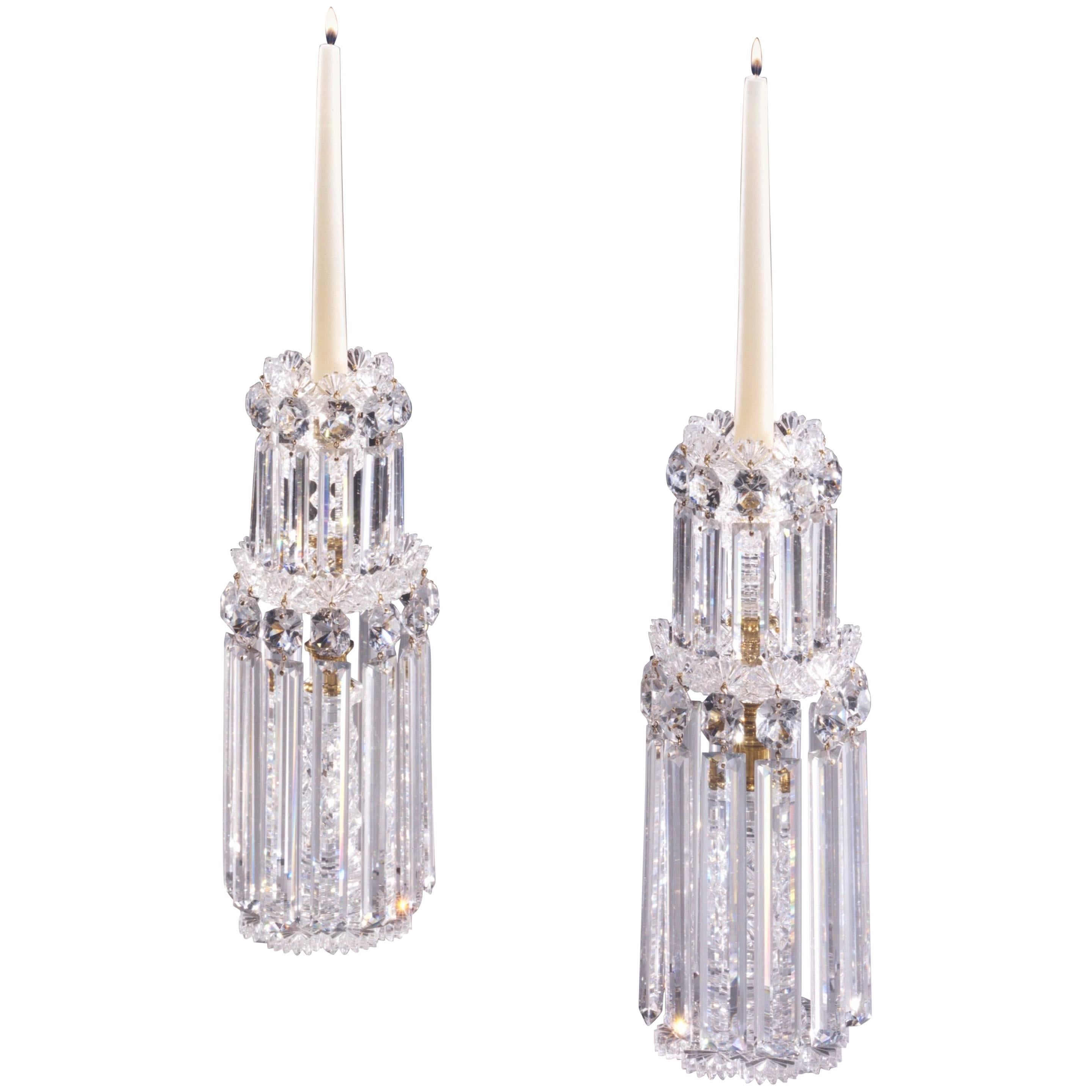 Pair of William IV Cut-Glass Candlesticks For Sale