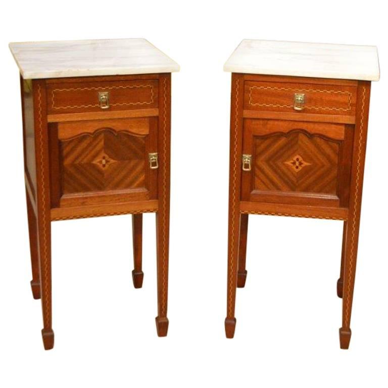 Good Pair of Mahogany Inlaid French Antique Bedside Cabinets