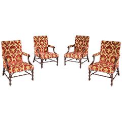 Set of Four George III Mahogany Library Armchairs Attributed to Gillows