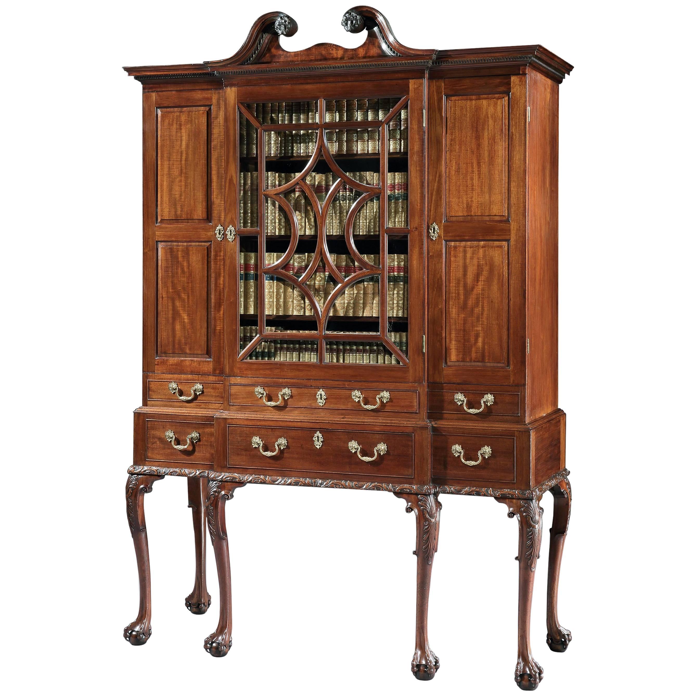 George II Mahogany Breakfront Secrétaire Cabinet on Stand For Sale