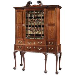 George II Mahogany Breakfront Secrétaire Cabinet on Stand