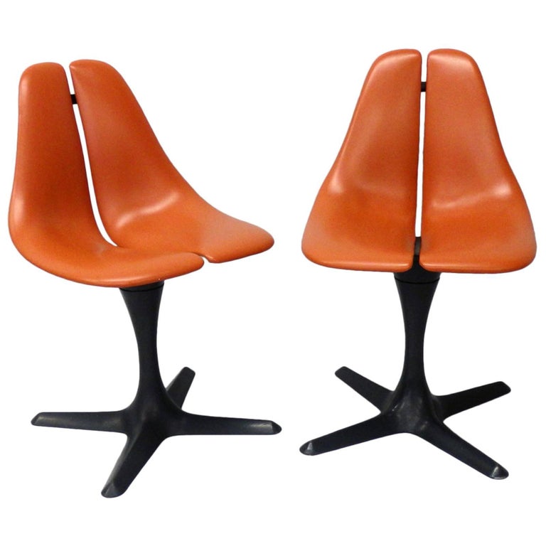 Pair of Maurice Burke Tulip Style Pedestal Chairs For Sale