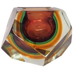 Murano Glass Faceted Sommerso Ash Tray Bowl 10