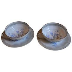 Bernardaud Limoges Porcelain Pair of Tea or Coffee Cups, France, 1930s