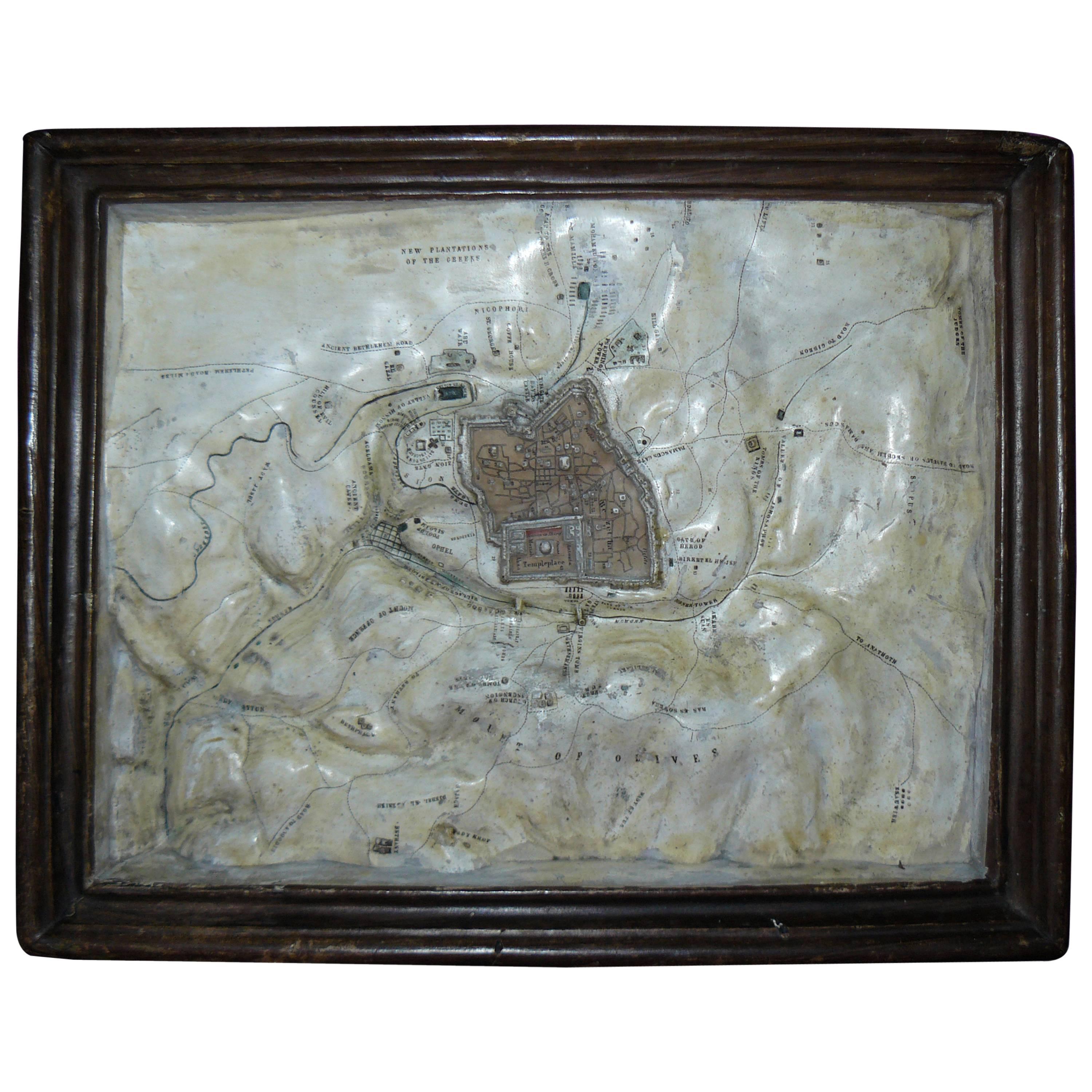 19th Century, Relief Map, Plaster, Jerusalem For Sale