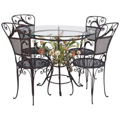1940s Iron Patio Set with Floral Motif