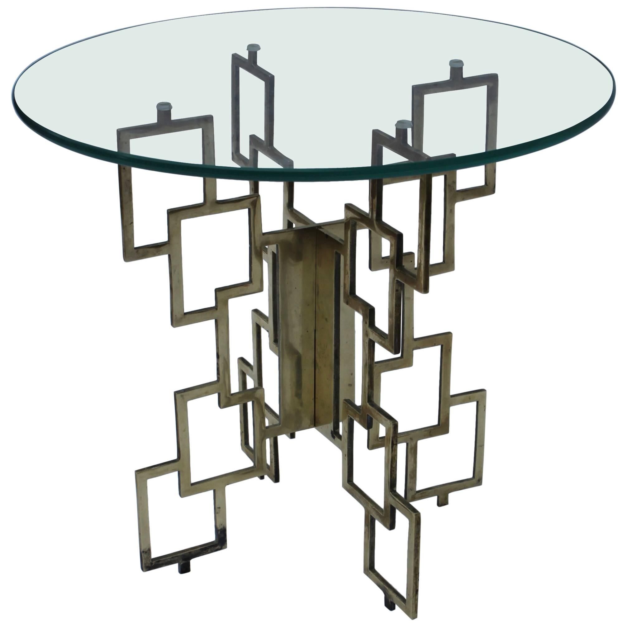 Interlocking Brass Side Table For Sale