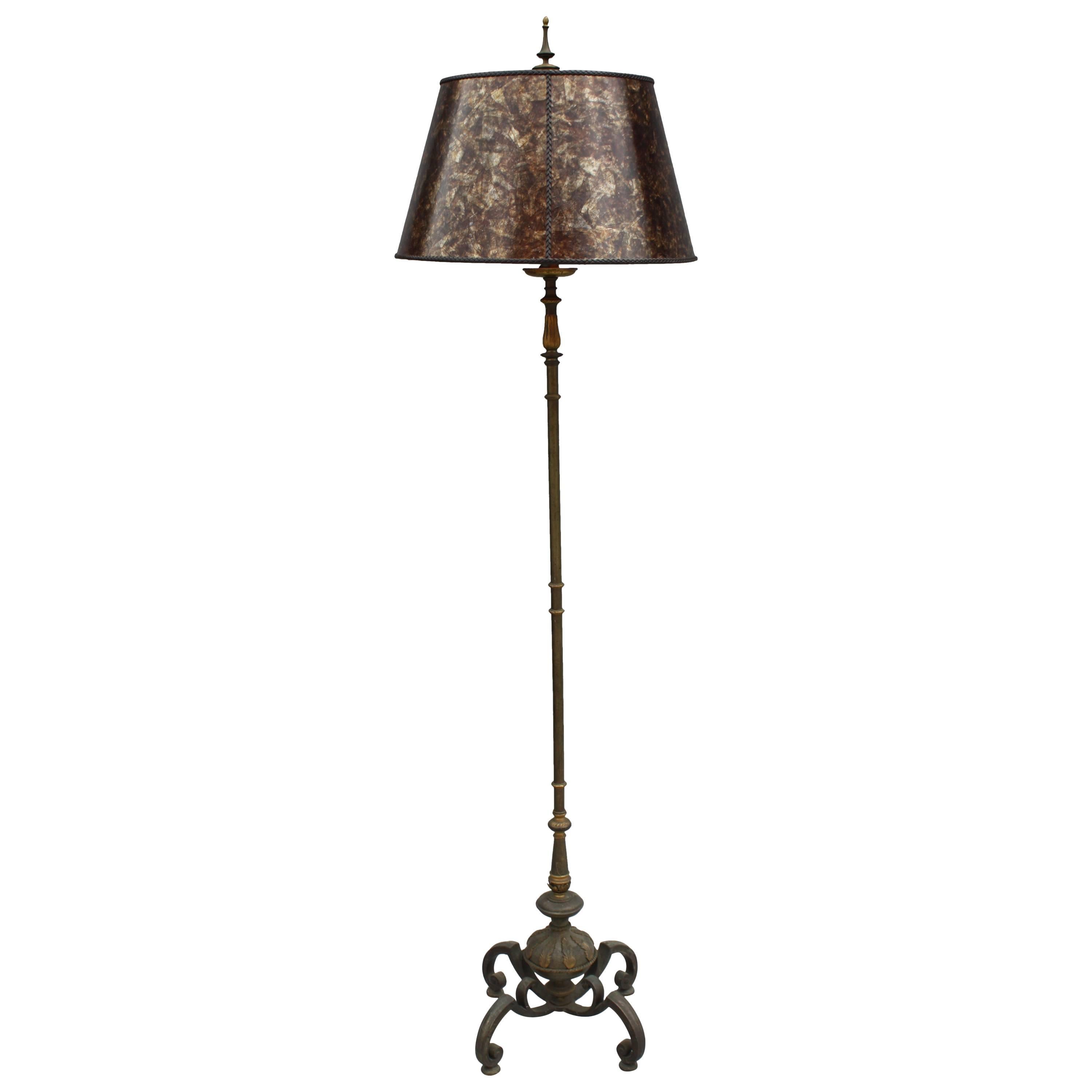 1920s Spanish Revival Floor Lamp with Mica Shade
