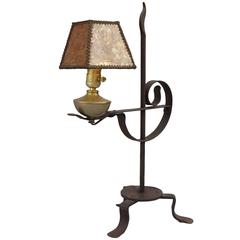 1920s Small Rancho Style Lamp with Mica Shade