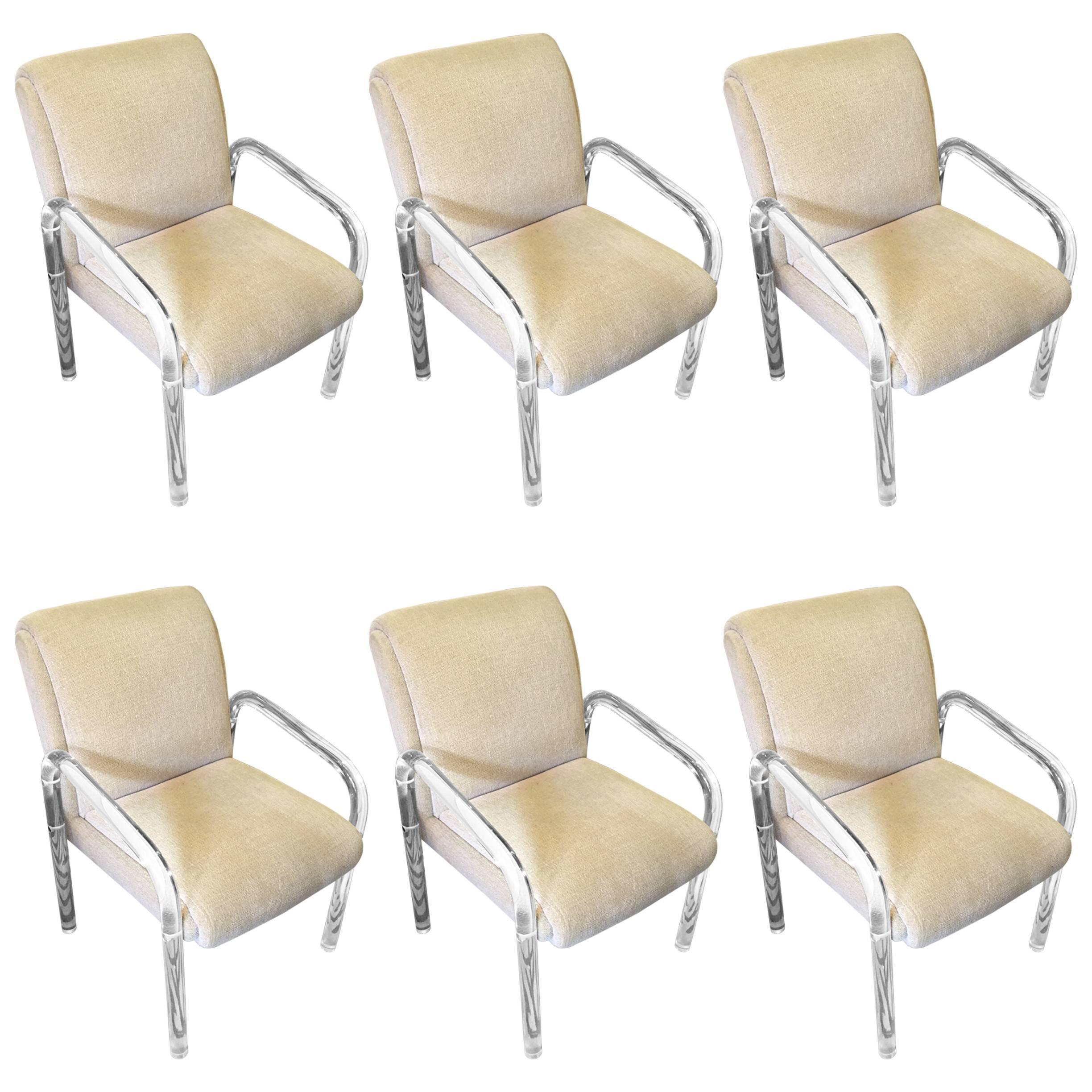 Four Lion in Frost Lucite Chairs