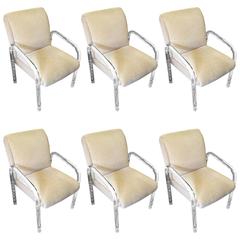 Four Lion in Frost Lucite Chairs