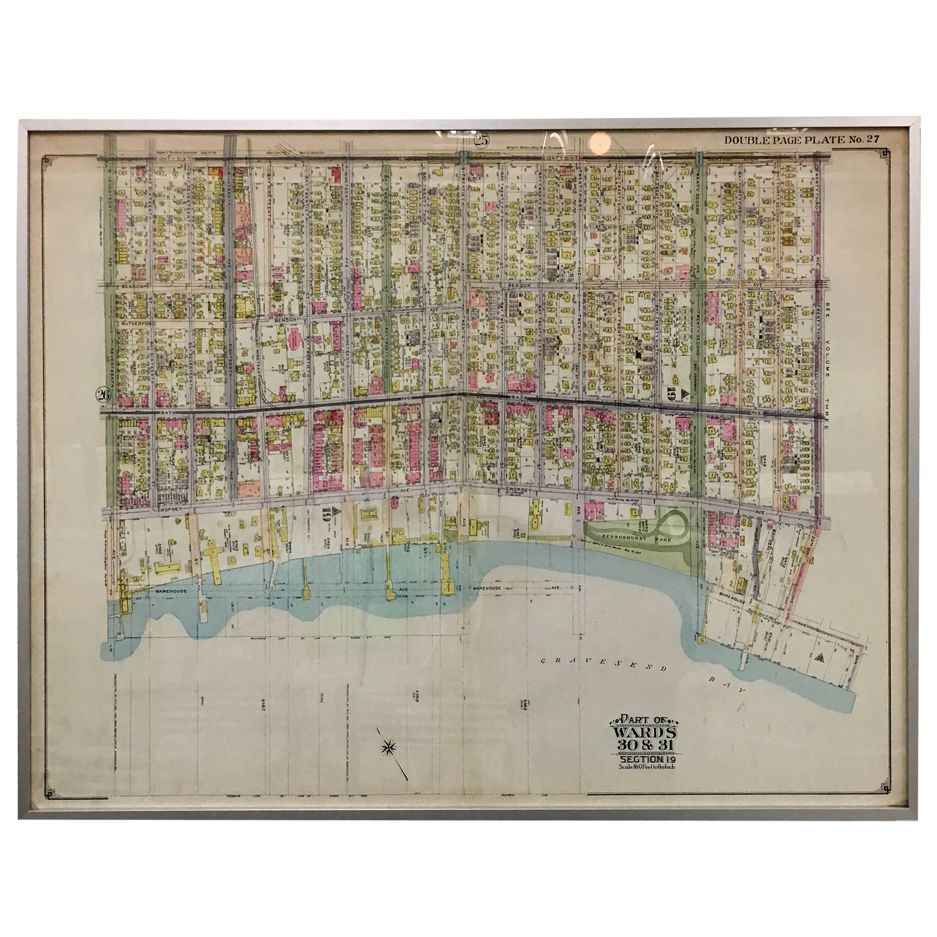 Rare 1916 Map of Brooklyn For Sale