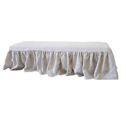 Vintage King Size Bench with Linen Ruffle Slip Cover