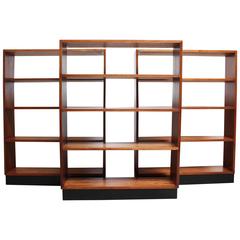 Mid-Century Custom Mahogany Book Shelves with Ebonized Plinth Bases 11