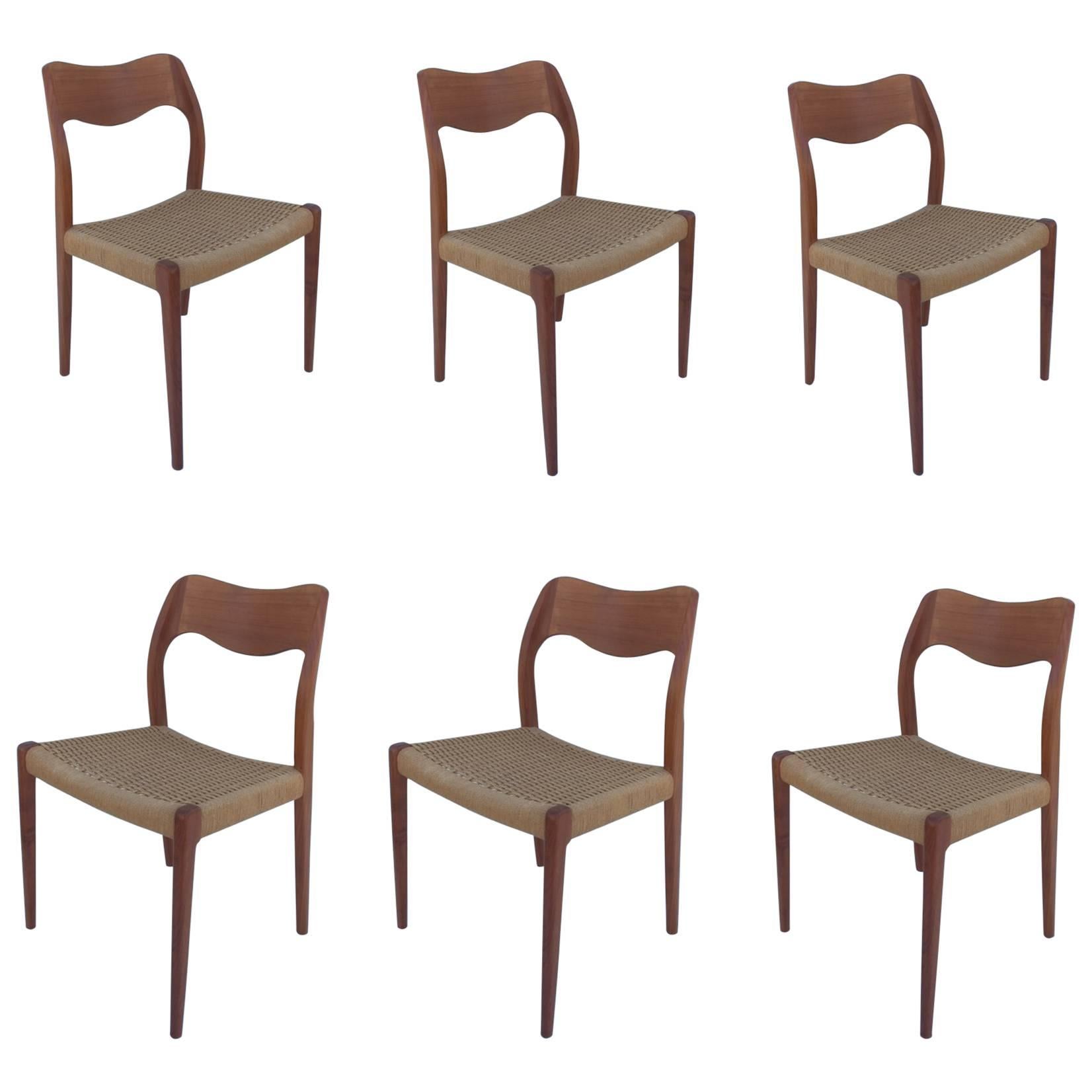 Set of Six Teak Dining Chairs by Niels O. Moller Dining Chairs