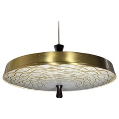 Mid-Century Thurston Style Pendant with Murano Glass Diffuser