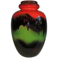 Striking Large West German Glazed Floor Vase, 1950s