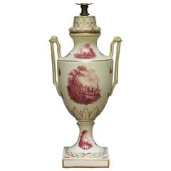 Vintage Dresden Porcelain Urn Shaped Lamp Base with Angular Handles