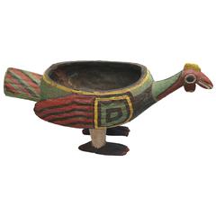 Huge Folk Art Cameroon  Beaded Bird Bowl Centerpiece, Vintage 