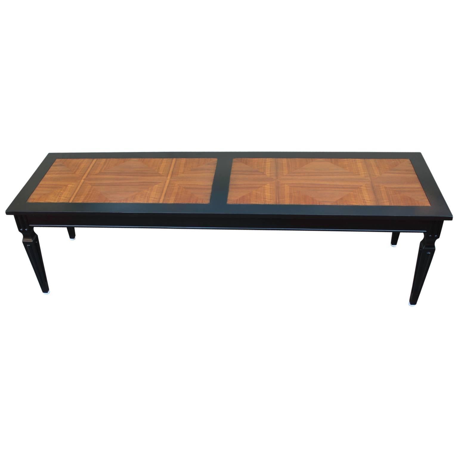Luxe Parquet and Ebonized Modern Two Tone Coffee Table by Baker