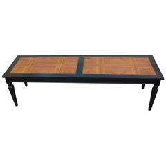 Vintage Luxe Parquet and Ebonized Modern Two Tone Coffee Table by Baker