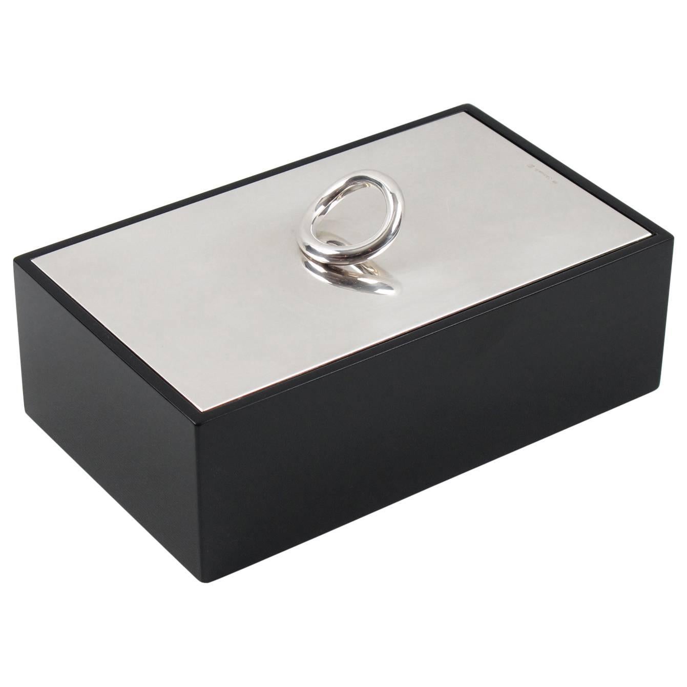 Silver Plate and Lacquer Vertigo Box Designed by Andrée Putman for Christofle