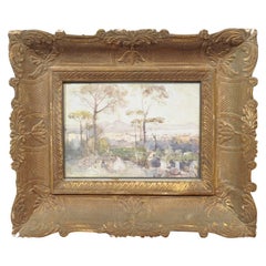 19th Century Italian Watercolor on Paper Landscape of Naples in Giltwood Frame