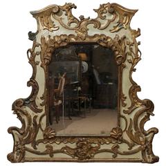 Carved 18th Century Venetian Painted and Parcel Gilt Mirror, Rococo Period 6